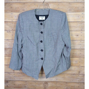 Vintage Kasper II for ASL Women Blazer Suit Jacket 22 Black White Houndstooth